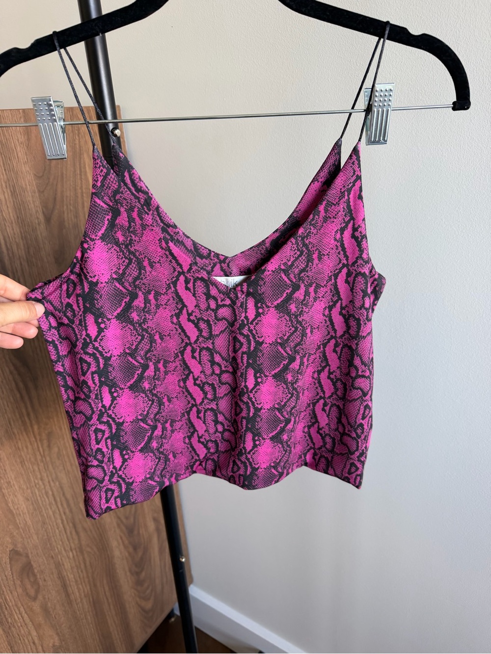 Twik Simons Pink Black Snakeskin Print Double Strap Camisole Top NWT Size M - Picture 2 of 7
